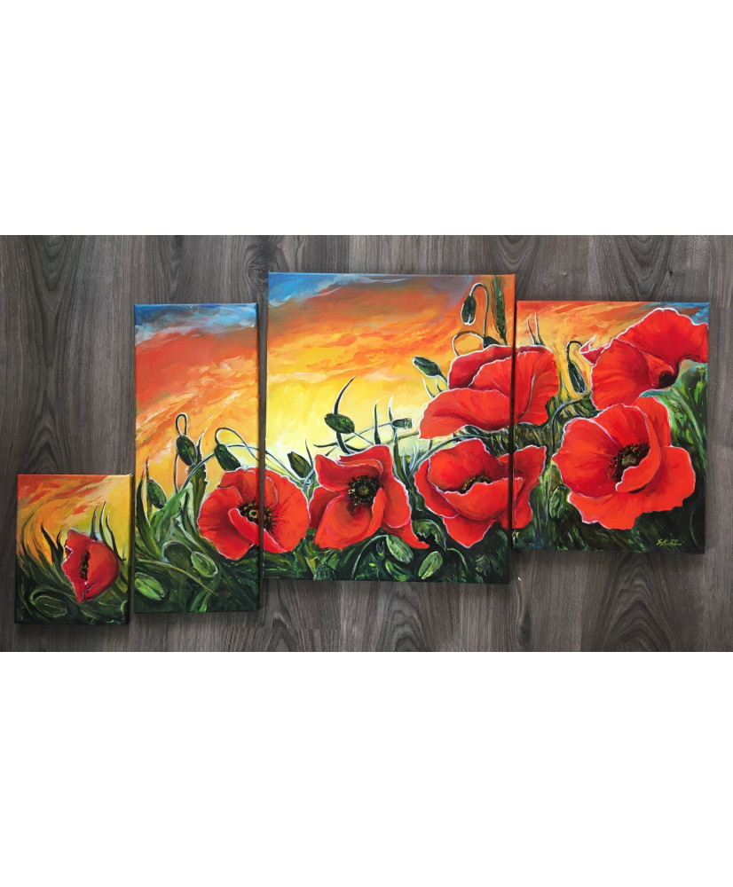 Poppies at sunset